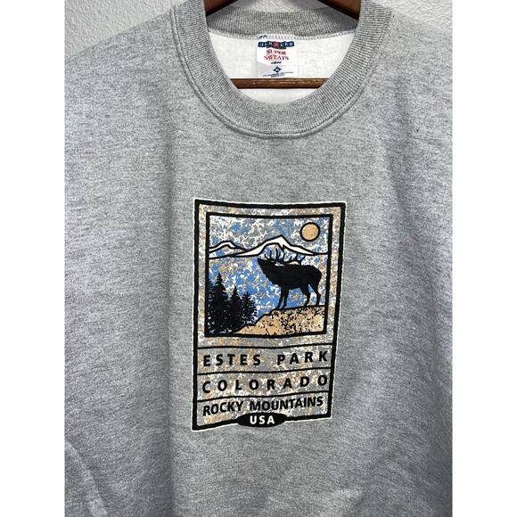 Vintage Estes Park Sweatshirt Colorado Rocky Mountain Crewneck Jerzees 90s XL - Picture 2 of 9